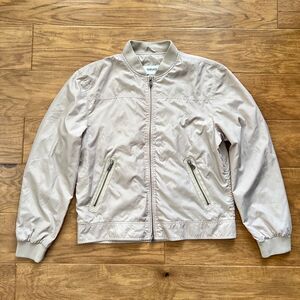 Versace Collection Beige Bomber Jacket Leather Trim Full Zip Men’s IT 52 L XL